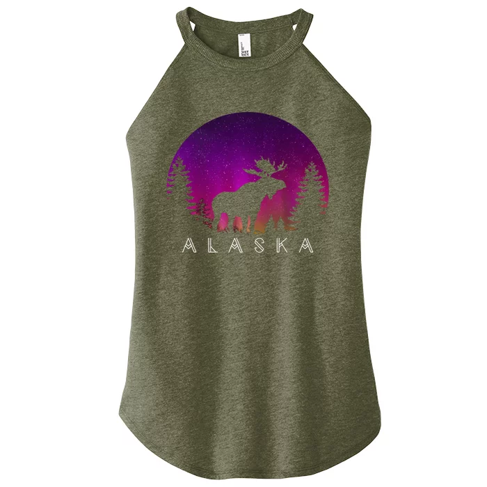 Alaska Moose Aurora Borealis - Alaskan Landscape Photo Women’s Perfect Tri Rocker Tank