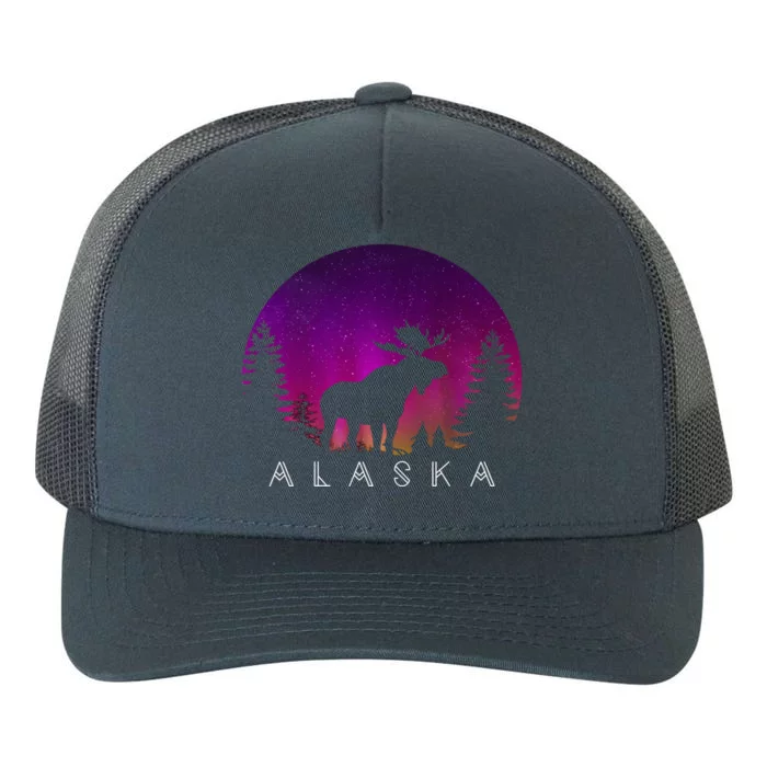 Alaska Moose Aurora Borealis - Alaskan Landscape Photo Yupoong Adult 5-Panel Trucker Hat