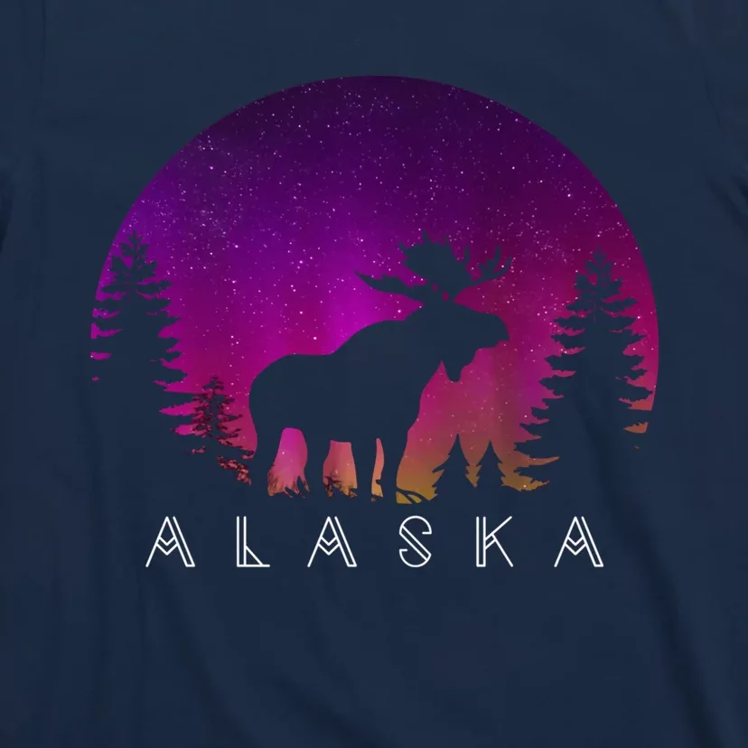 Alaska Moose Aurora Borealis - Alaskan Landscape Photo T-Shirt