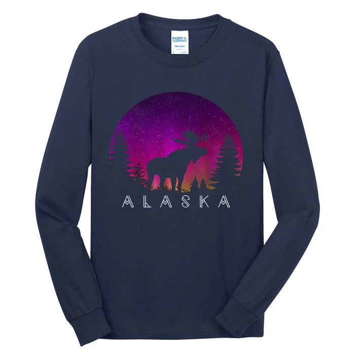 Alaska Moose Aurora Borealis - Alaskan Landscape Photo Tall Long Sleeve T-Shirt