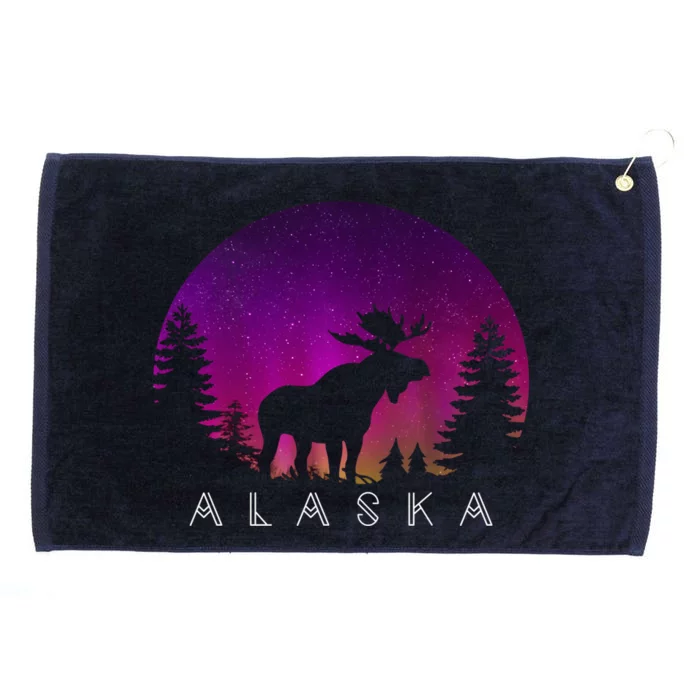 Alaska Moose Aurora Borealis - Alaskan Landscape Photo Grommeted Golf Towel