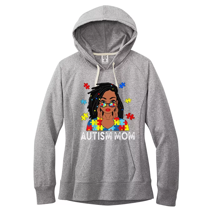 Autism Mom African American LocD Women Autism Awareness Gift Women's Fleece Hoodie