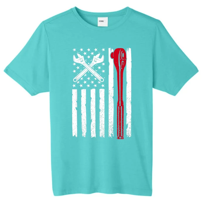 Auto Mechanic American Flag USA Funny Repairman Patriotic ChromaSoft Performance T-Shirt