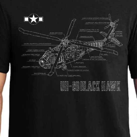 American Military Aircraft UH 60 Black Hawk Helicopter Pajama Set