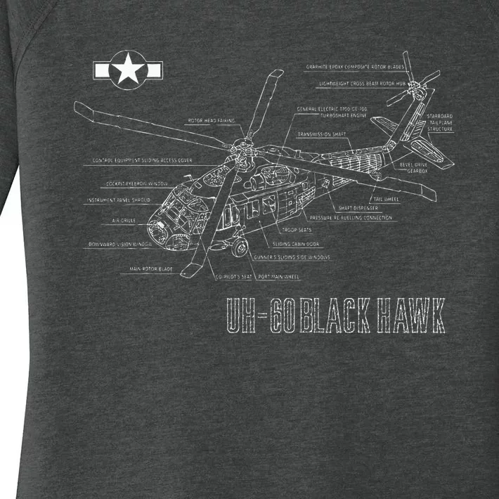 American Military Aircraft UH 60 Black Hawk Helicopter Women's Perfect Tri Tunic Long Sleeve Shirt