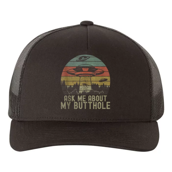 Ask Me About My Butthole Funny Retro Vintage Sunset Yupoong Adult 5-Panel Trucker Hat