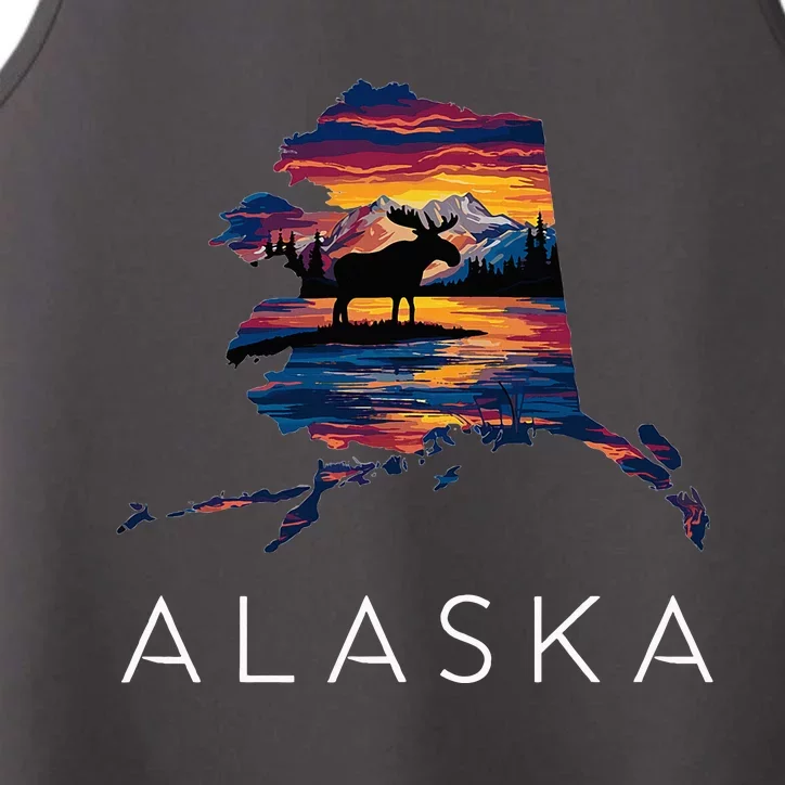 Alaskan Moose Animal Alaska Map Performance Tank