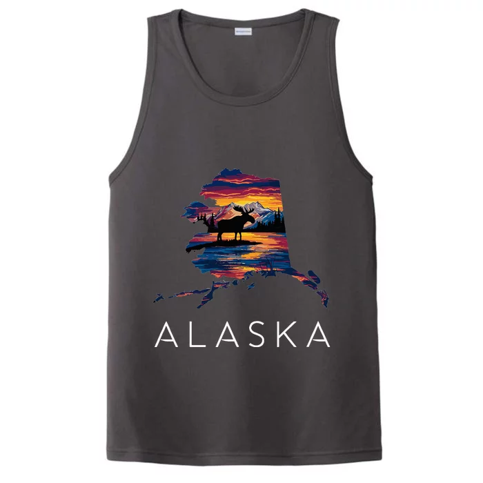 Alaskan Moose Animal Alaska Map Performance Tank