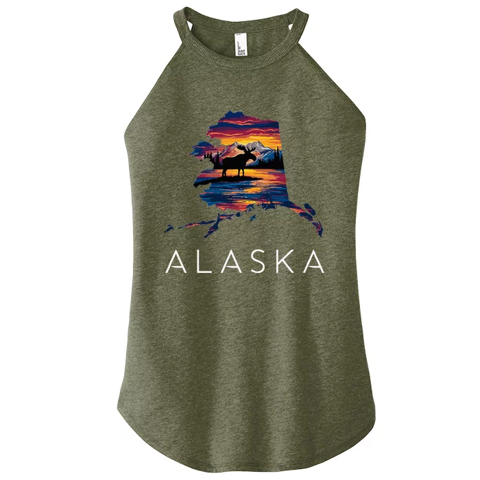 Alaskan Moose Animal Alaska Map Women’s Perfect Tri Rocker Tank