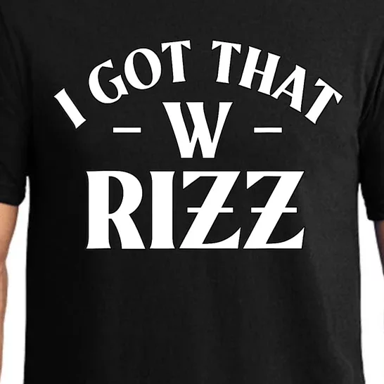 Ask Me About My Rizz I Got That W Rizz Funny Ironic Meme Pajama Set