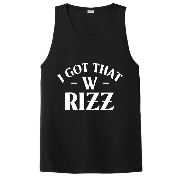 Ask Me About My Rizz I Got That W Rizz Funny Ironic Meme Performance Tank