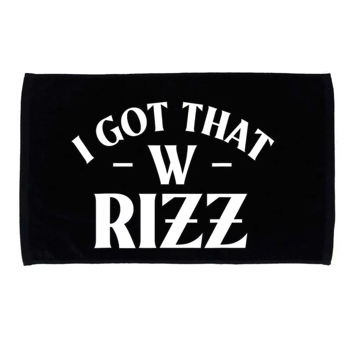 Ask Me About My Rizz I Got That W Rizz Funny Ironic Meme Microfiber Hand Towel