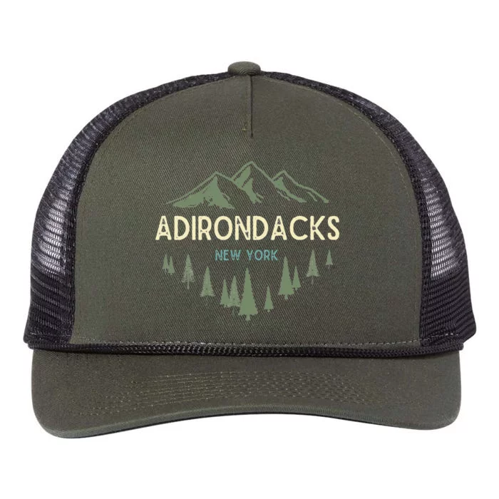 Adirondack Mountains Adirondacks New York Vintage Retro Retro Rope Trucker Hat Cap