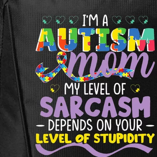 Autism Mom Awareness funny support month City Backpack