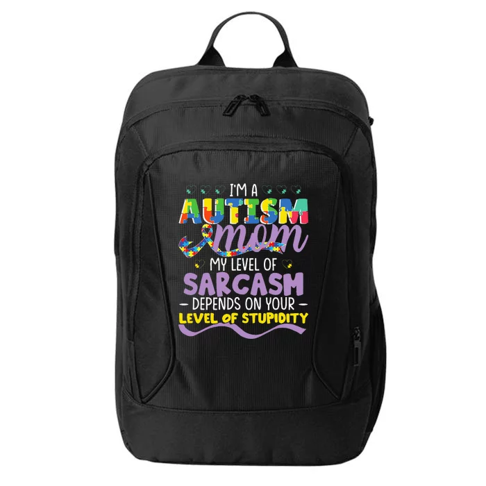 Autism Mom Awareness funny support month City Backpack