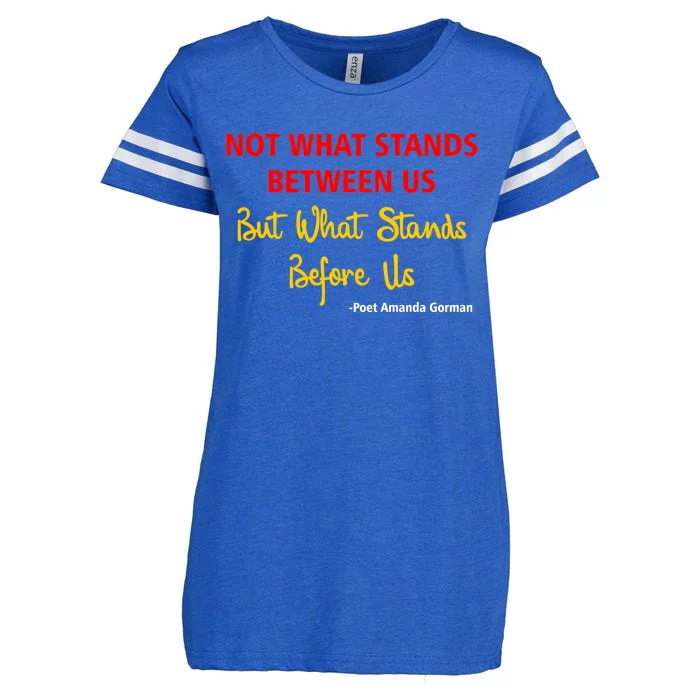 Amanda Gorman Poet What Stands Before Us Enza Ladies Jersey Football T-Shirt