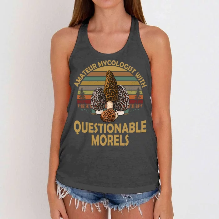 Amateur Mycologist With Questionable Morels Women's Knotted Racerback Tank