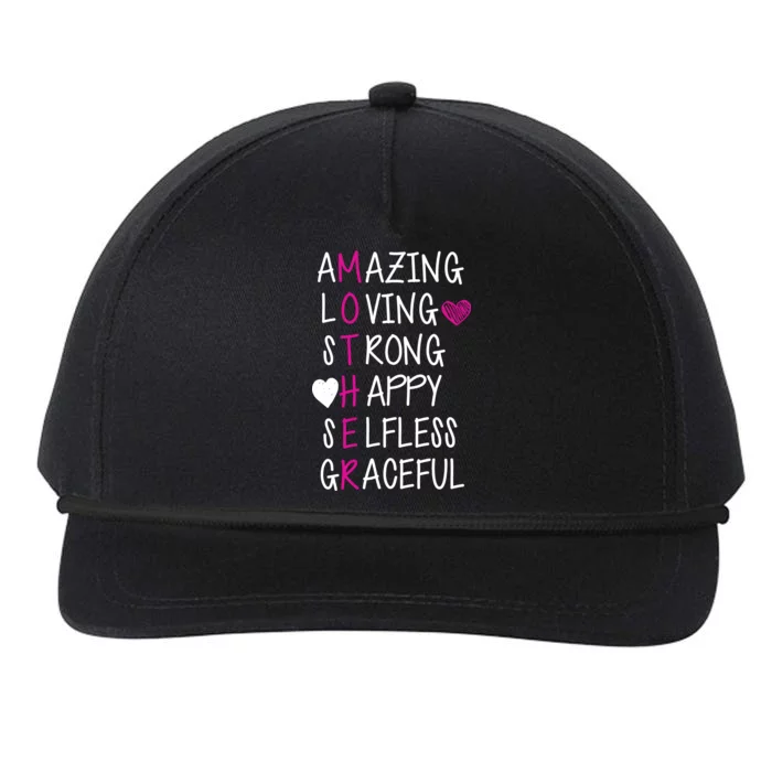 Amazing Loving Strong Happy Mother Snapback Five-Panel Rope Hat