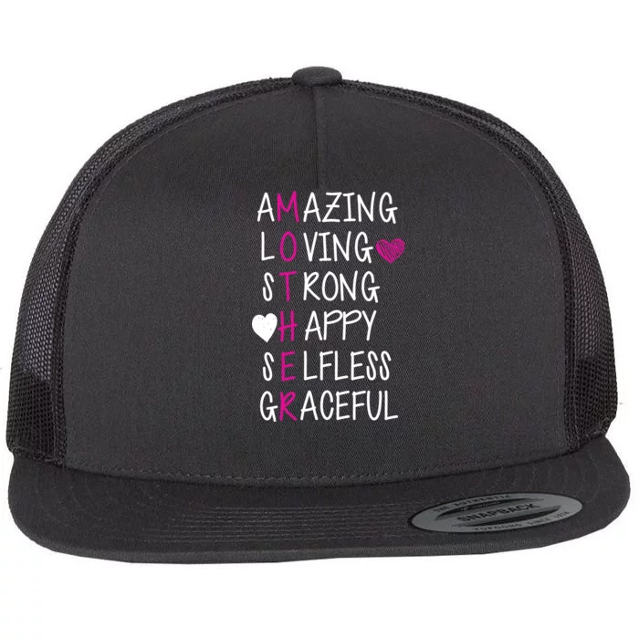 Amazing Loving Strong Happy Mother Flat Bill Trucker Hat