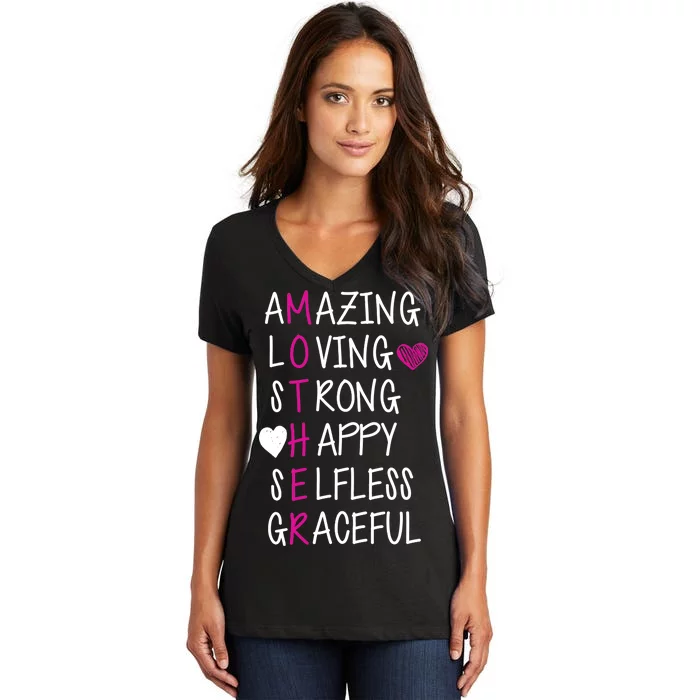 Amazing Loving Strong Happy Mother Women's V-Neck T-Shirt