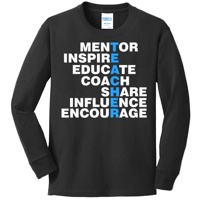 Amazing Teacher Mentor Kids Long Sleeve Shirt