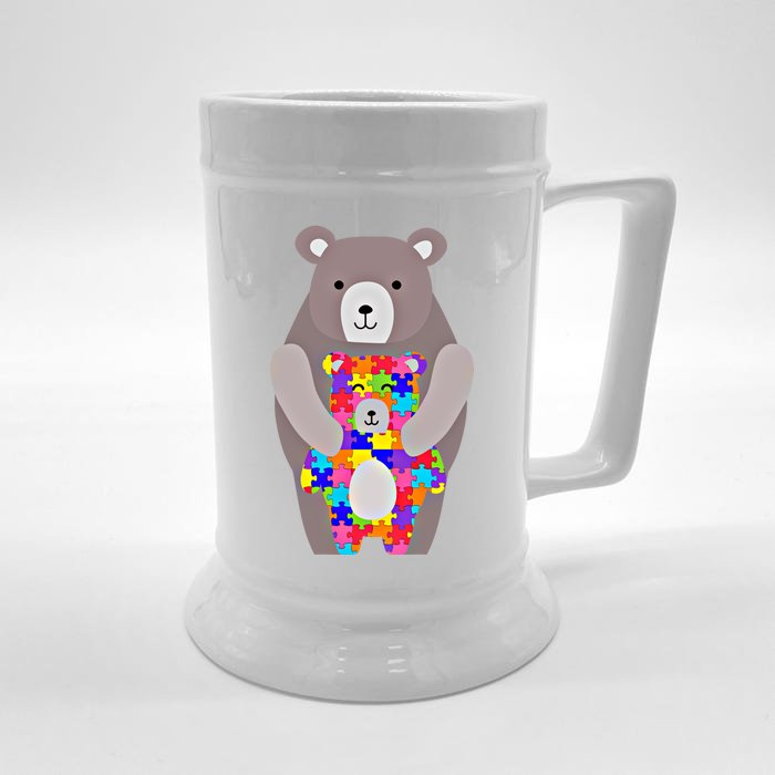 Autism Mama Bear Gift Cute Autistic Hoody Gift Front & Back Beer Stein