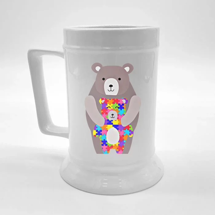 Autism Mama Bear Gift Cute Autistic Hoody Gift Front & Back Beer Stein