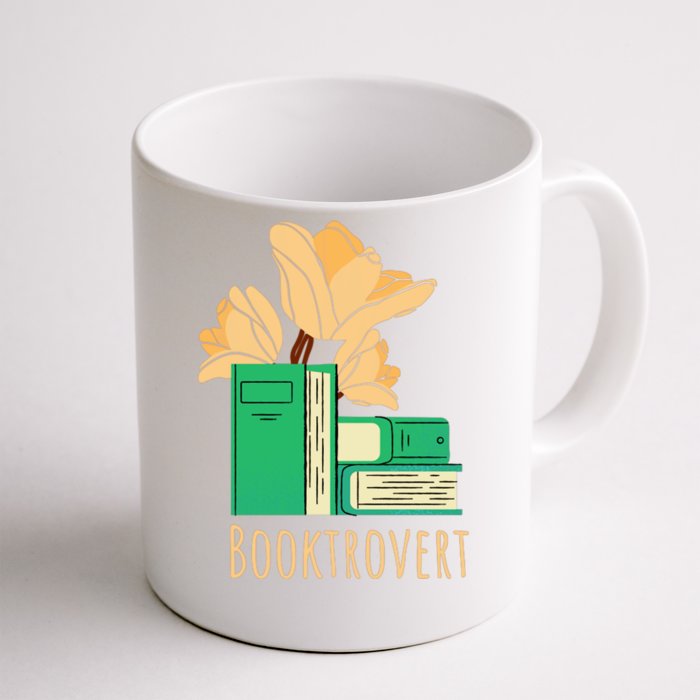 Aesthetic Minimalist Booktrovert Floral Bookish Book Reader Funny Gift Front & Back Coffee Mug