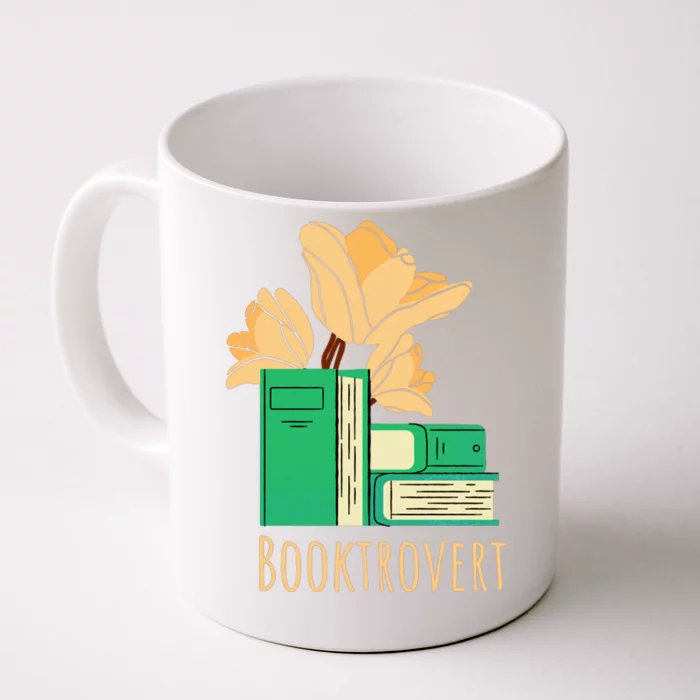 Aesthetic Minimalist Booktrovert Floral Bookish Book Reader Funny Gift Front & Back Coffee Mug