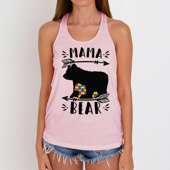 Autism Mama Bear Meaningful Gift Autism Mom Cool Gift Women's Knotted Racerback Tank