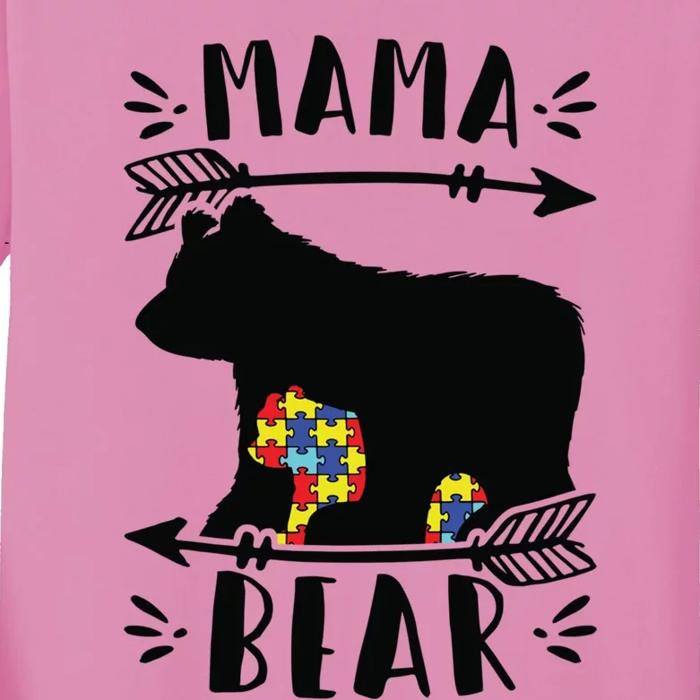 Autism Mama Bear Meaningful Gift Autism Mom Cool Gift Kids Long Sleeve Shirt