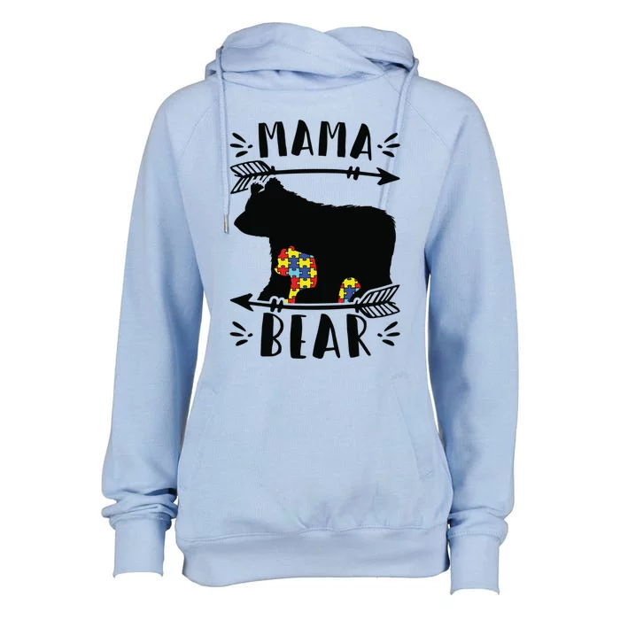 Autism Mama Bear Meaningful Gift Autism Mom Cool Gift Womens Funnel Neck Pullover Hood