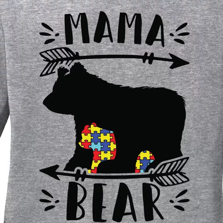 Autism Mama Bear Meaningful Gift Autism Mom Cool Gift Ladies Long Sleeve Shirt