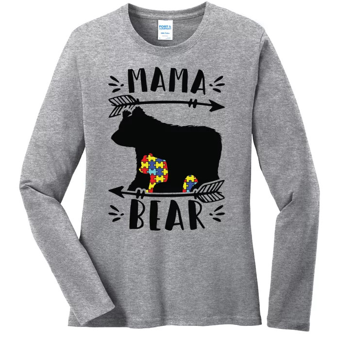 Autism Mama Bear Meaningful Gift Autism Mom Cool Gift Ladies Long Sleeve Shirt