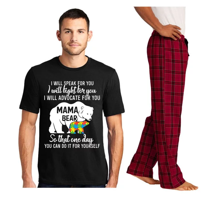 Autism Mama Bear I Will Speak Fight Advocate For You Gift Pajama Set