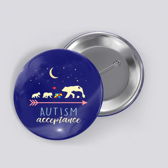 Autism Mama Bear With 4 Cubs Gift Button