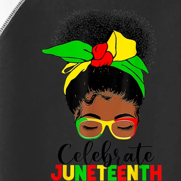 Awesome Messy Bun Juneteenth Celebrate 1865 June 19th Toddler Fine Jersey T-Shirt