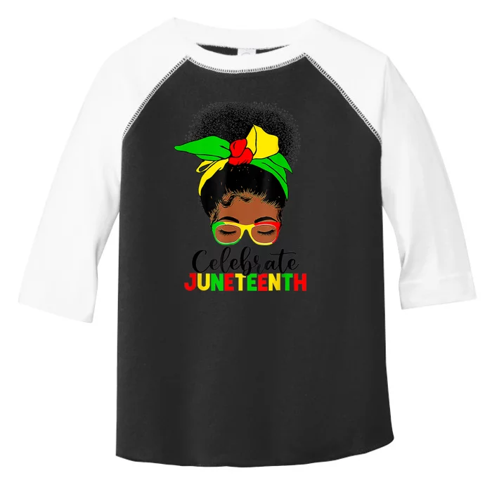 Awesome Messy Bun Juneteenth Celebrate 1865 June 19th Toddler Fine Jersey T-Shirt