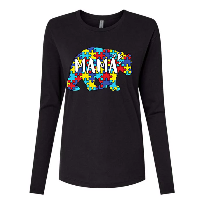 Autism Mama Bear Autism For Mom Mama Bear Puzzle Gift Womens Cotton Relaxed Long Sleeve T-Shirt