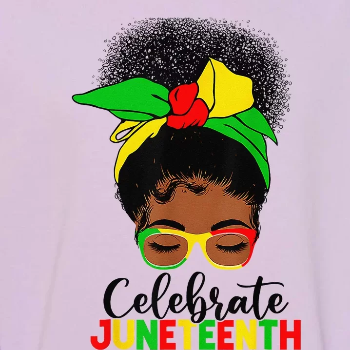 Awesome Messy Bun Celebrate Juneteenth Black History Women Garment-Dyed Sweatshirt