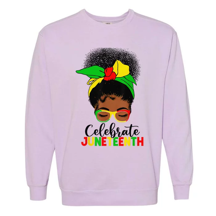 Awesome Messy Bun Celebrate Juneteenth Black History Women Garment-Dyed Sweatshirt