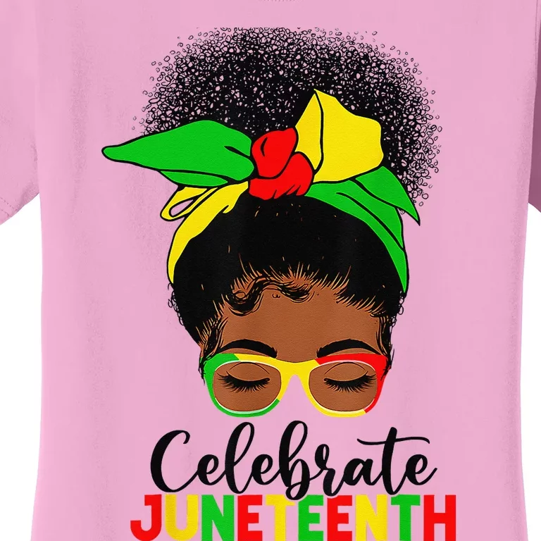 Awesome Messy Bun Celebrate Juneteenth Black History Women Women's T-Shirt