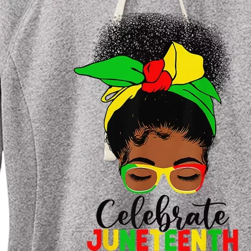 Awesome Messy Bun Celebrate Juneteenth Black History Women Women's Fleece Hoodie