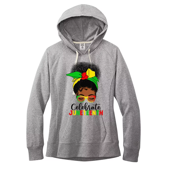 Awesome Messy Bun Celebrate Juneteenth Black History Women Women's Fleece Hoodie