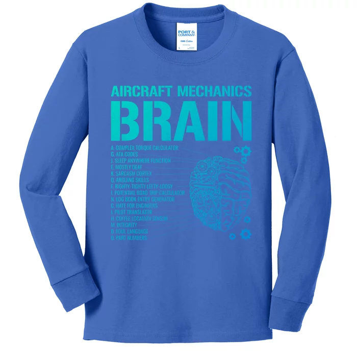 Aircraft Mechanic Brain Aircraft Mechanic Gift Kids Long Sleeve Shirt