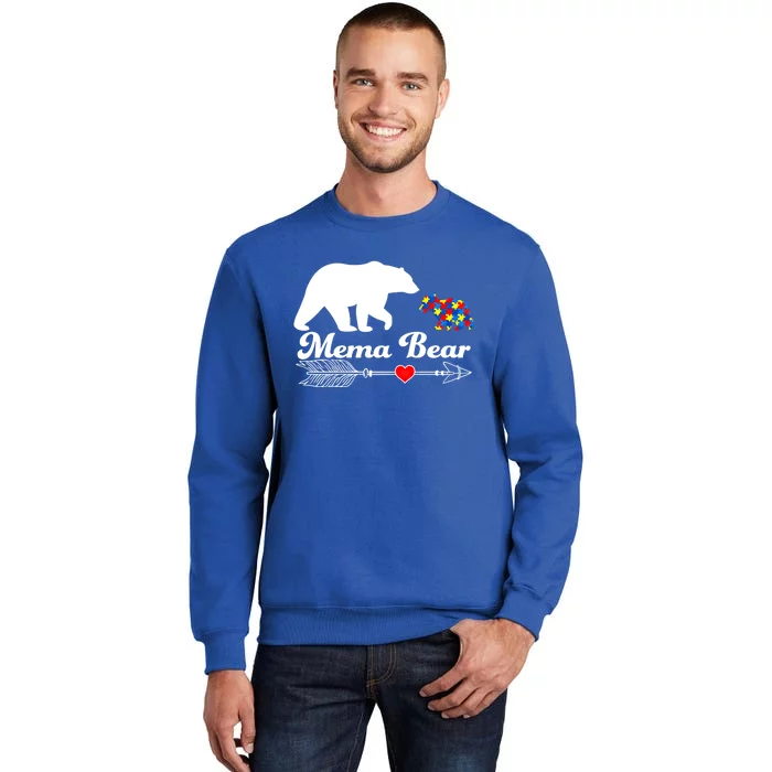 Autism Mema Bear Puzzle Autism Awareness Autistic Support Gift Tall Sweatshirt