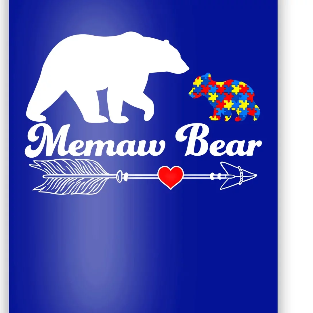 Autism Memaw Bear Puzzle Autism Awareness Autistic Support Funny Gift Poster