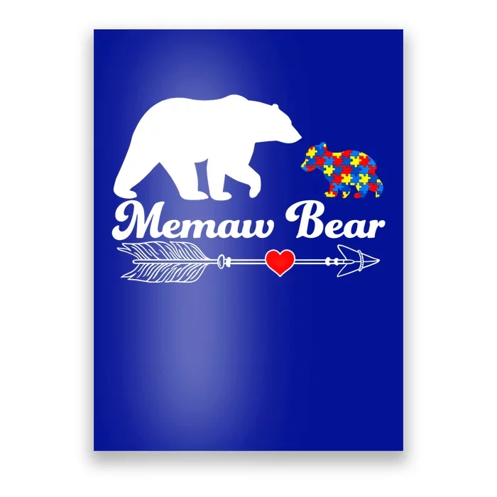 Autism Memaw Bear Puzzle Autism Awareness Autistic Support Funny Gift Poster