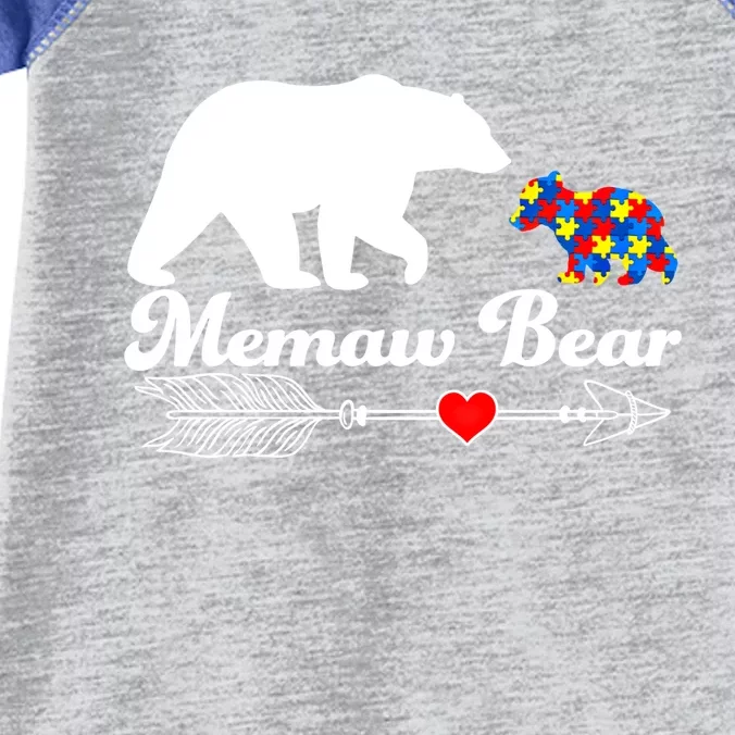 Autism Memaw Bear Puzzle Autism Awareness Autistic Support Funny Gift Infant Baby Jersey Bodysuit