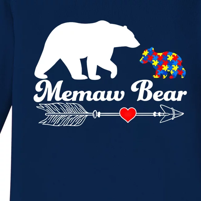 Autism Memaw Bear Puzzle Autism Awareness Autistic Support Funny Gift Baby Long Sleeve Bodysuit